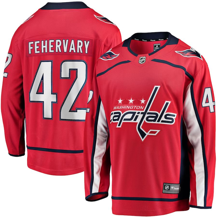 Men Washington Capitals #42 Martin Fehervary Fanatics Branded Red Home Breakaway Player NHL Jersey